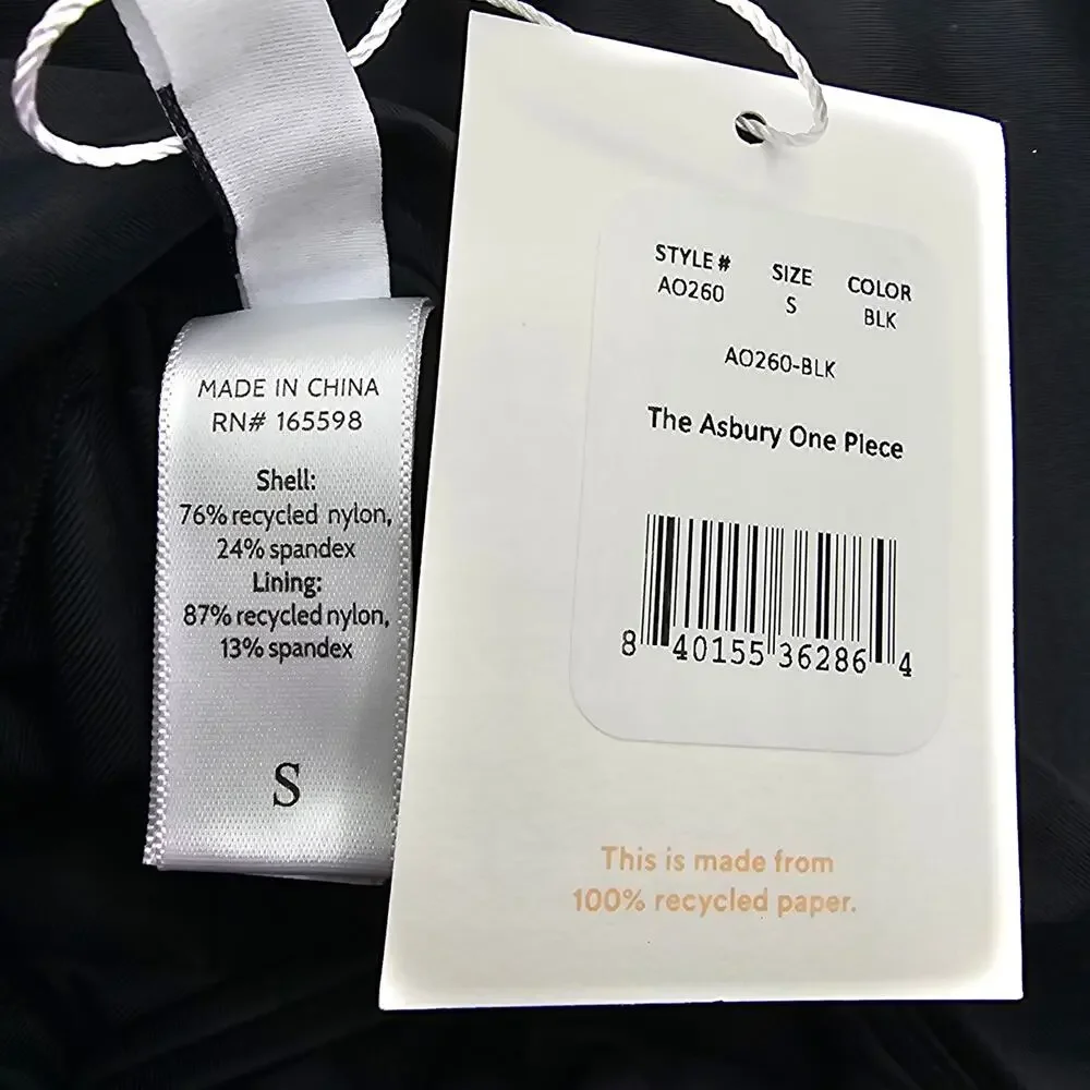 Andie Swim Womans size S The Asbury One Piece High Neck Swimsuit Black NEW